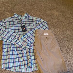 Boys vineyard vines nwt button up and matching shorts
